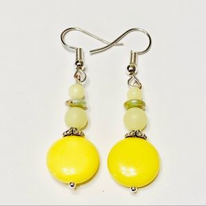 SUN DROPS Lightweight Acrylic & Jadeite Earrings
